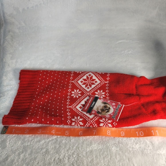 Simply Dog Sweater Red White Winter Dog Clothes Size Small 14"-17" NWT - Picture 8 of 9
